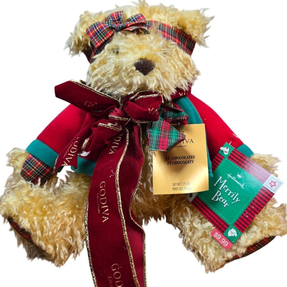 Hallmark Merrily Bear 12" Godiva Chocolate Holiday Christmas Bear Retired